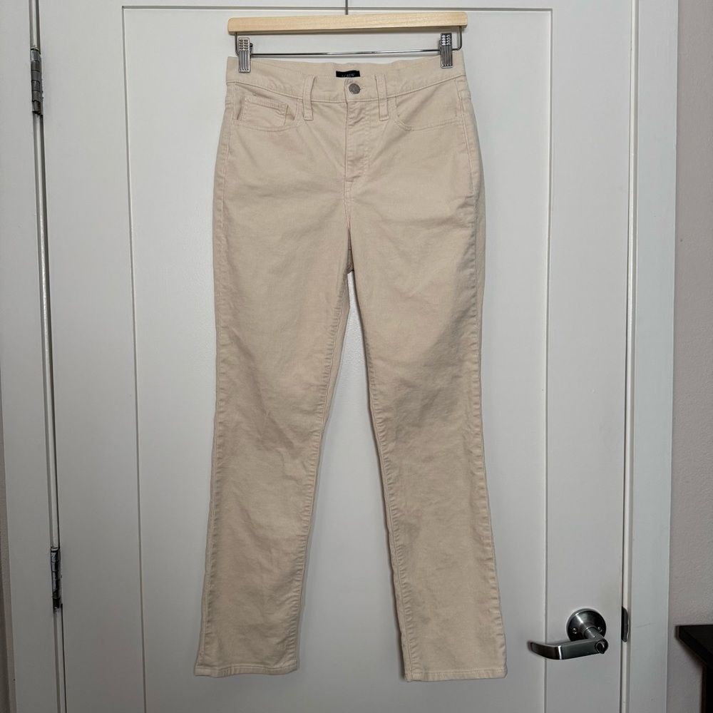 J Crew Pants Womens 26 Ivory Corduroy Ankle Straight Cotton Casual City College